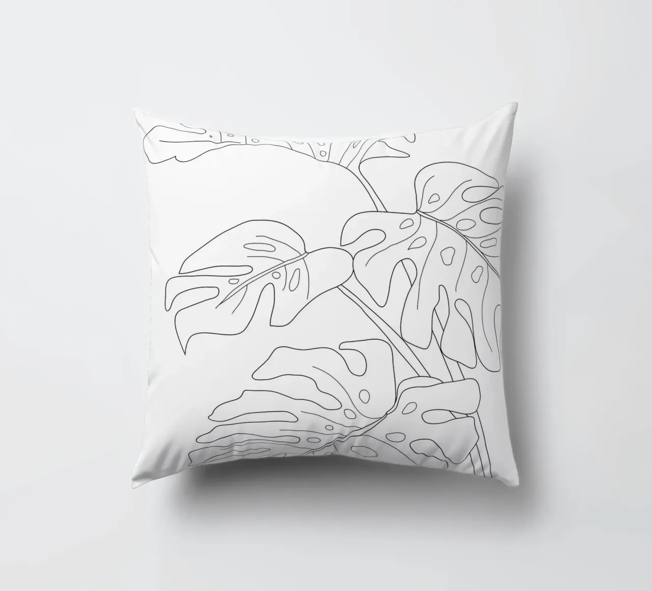 Minimal Line Art Monstera Leaves cuscino da Nadjaa