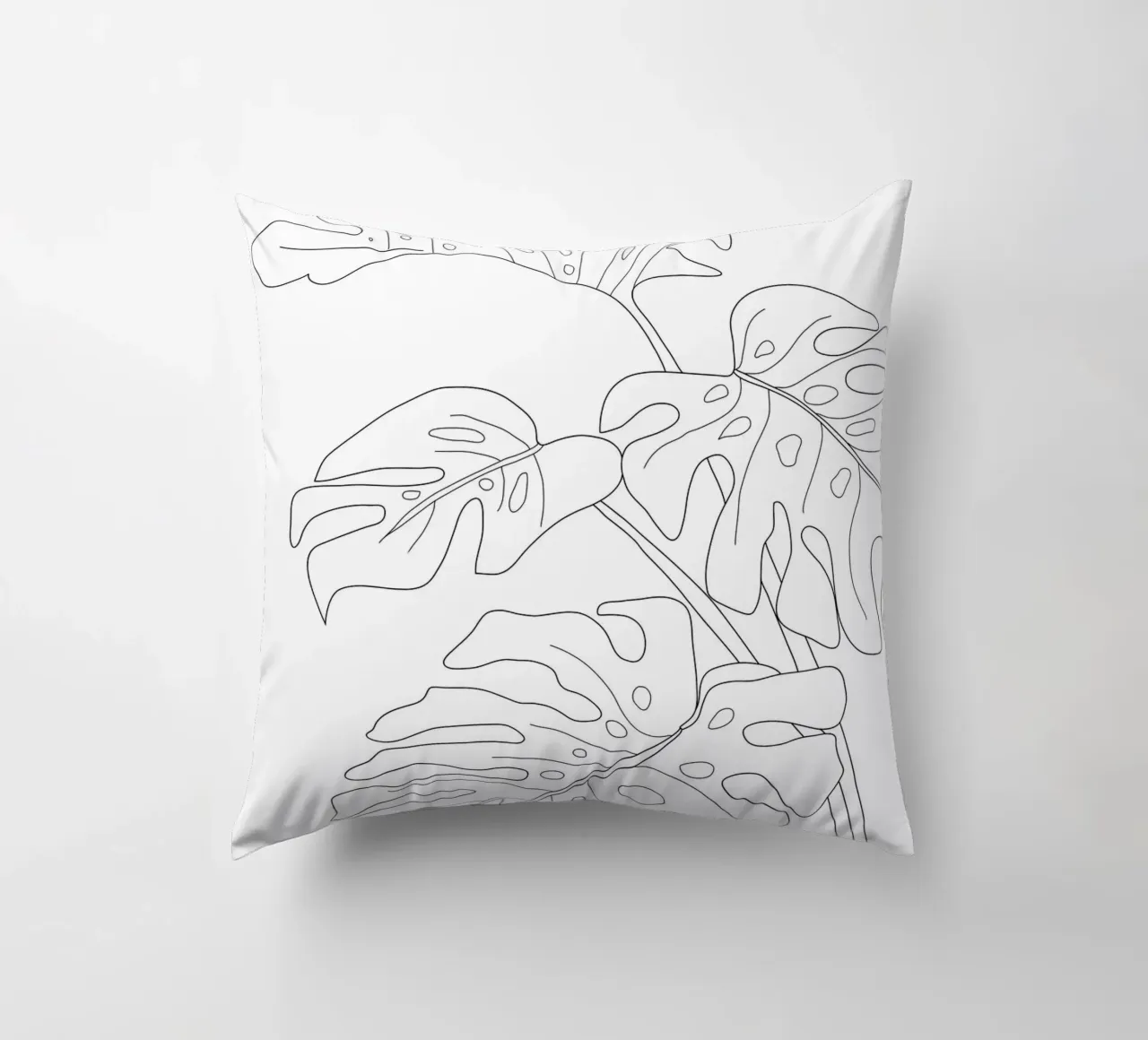 Minimal Line Art Monstera Leaves cuscino da Nadjaa