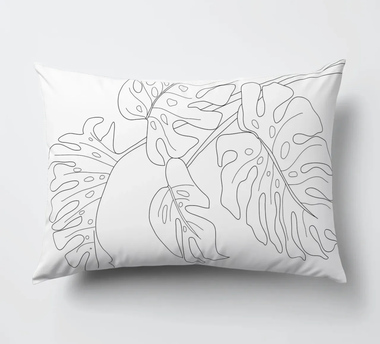 Minimal Line Art Monstera Leaves cuscino da Nadjaa