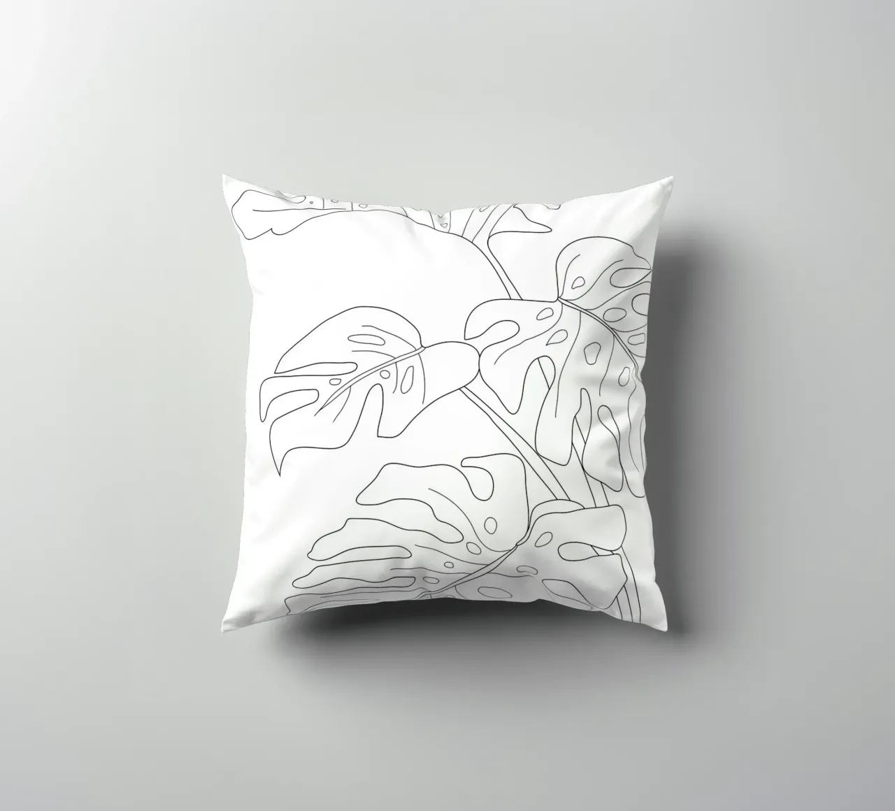 Minimal Line Art Monstera Leaves cuscino da Nadjaa