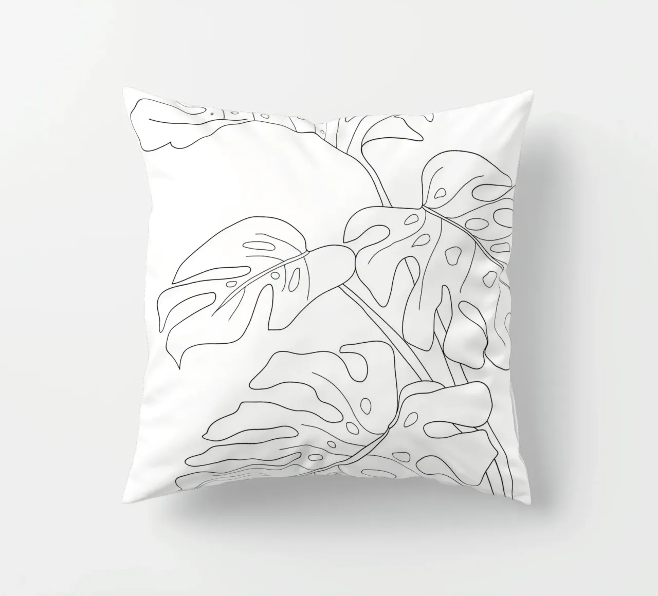 Minimal Line Art Monstera Leaves cuscino da Nadjaa