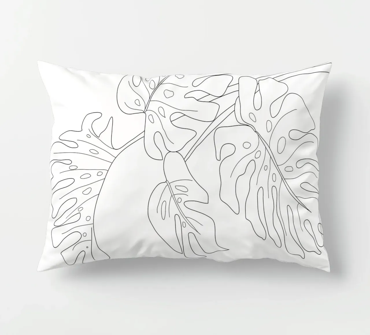 Minimal Line Art Monstera Leaves cuscino da Nadjaa