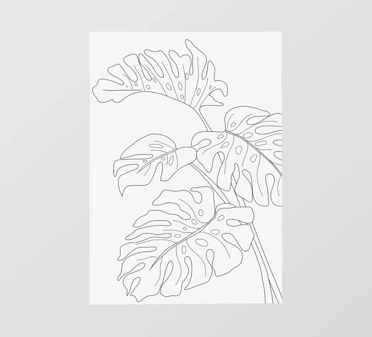 Minimal Line Art Monstera Leaves telo in pvc da Nadjaa