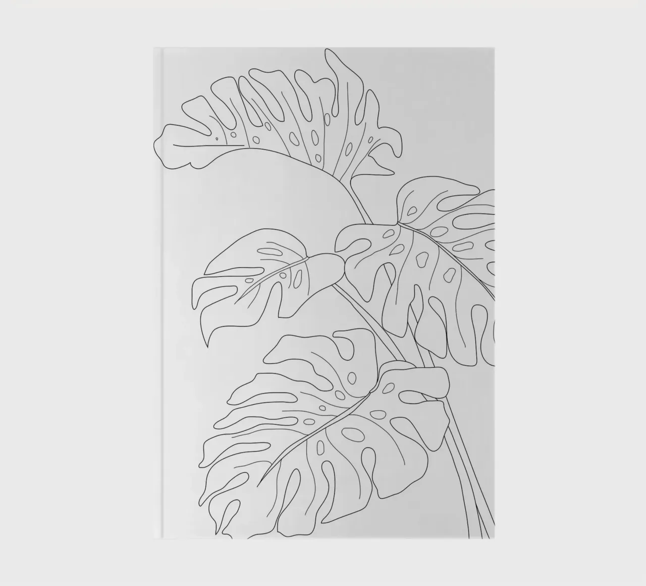Minimal Line Art Monstera Leaves notebook by Nadjaa