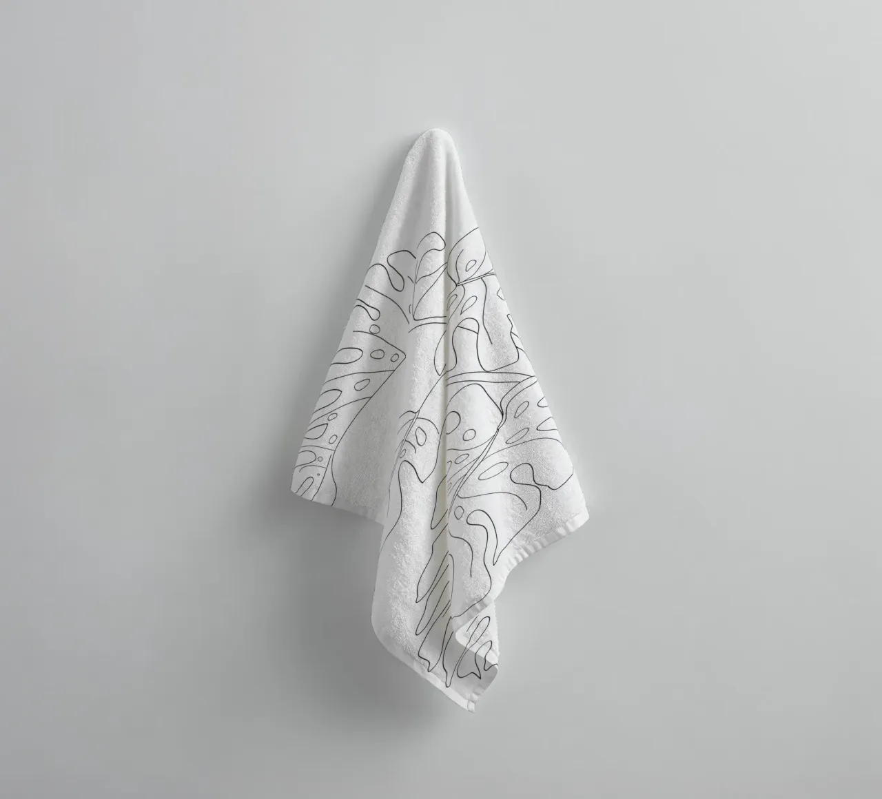 Minimal Line Art Monstera Leaves asciugamano da bagno da Nadjaa