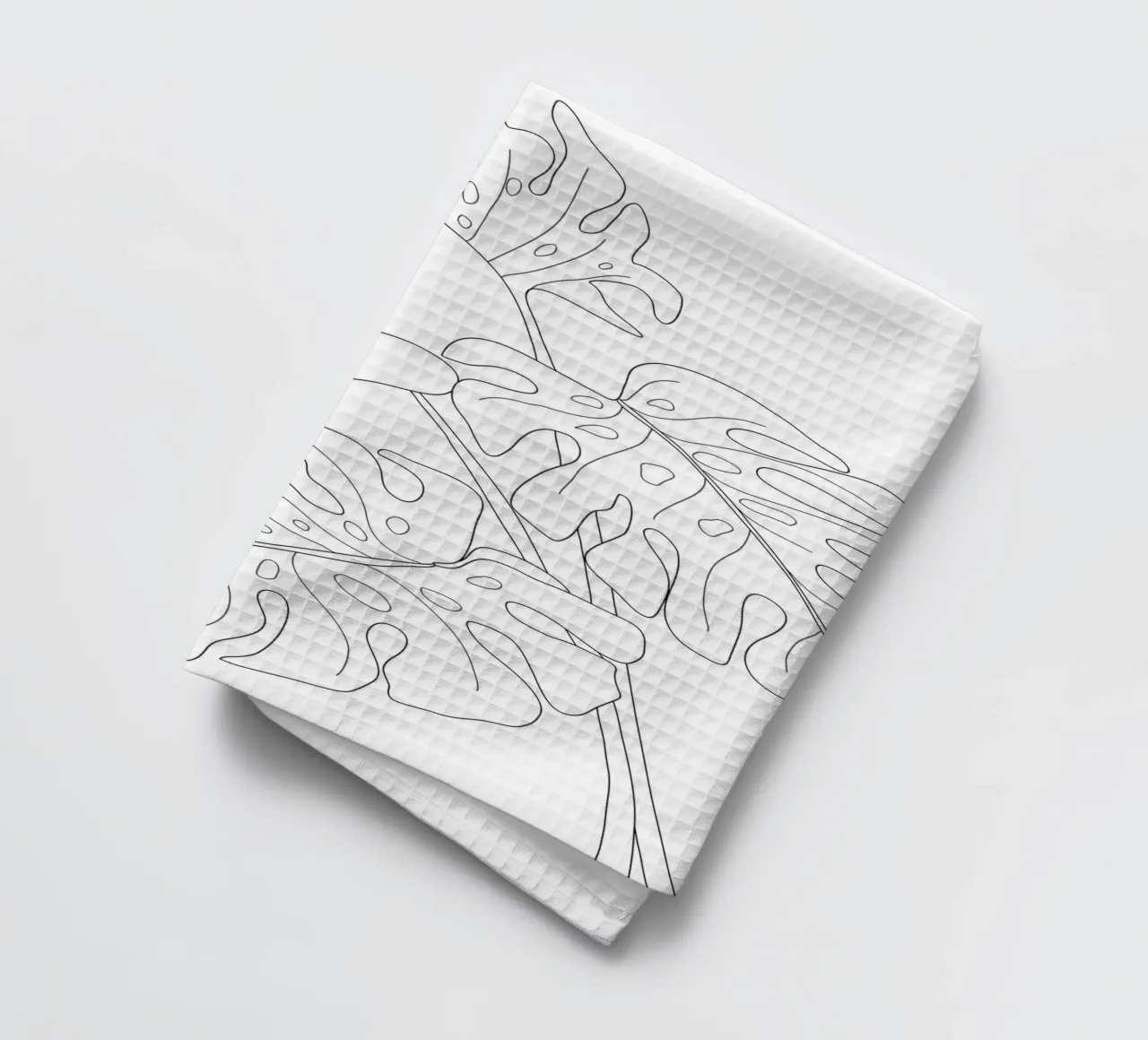 Minimal Line Art Monstera Leaves canovaccio da cucina da Nadjaa