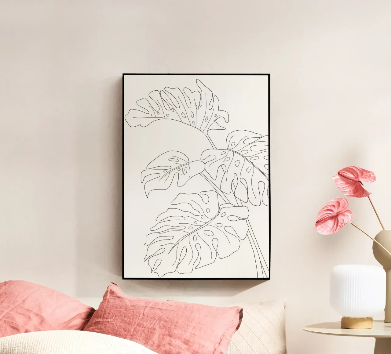 Minimal Line Art Monstera Leaves plexiglass da Nadjaa