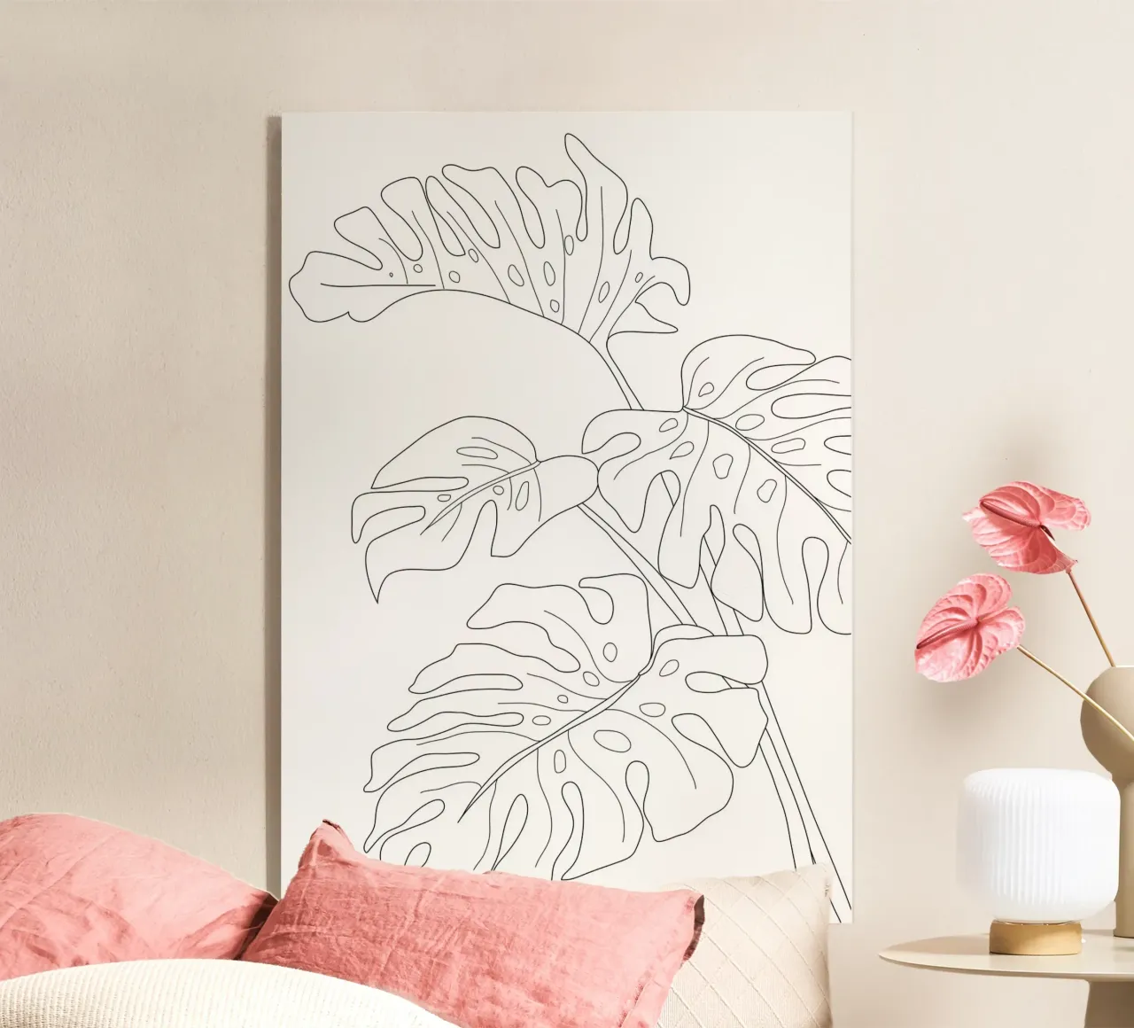 Minimal Line Art Monstera Leaves plexiglass da Nadjaa