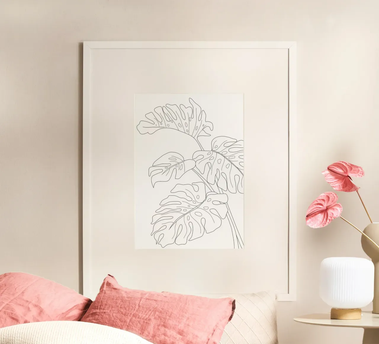 Minimal Line Art Monstera Leaves carta hahnemühle da Nadjaa