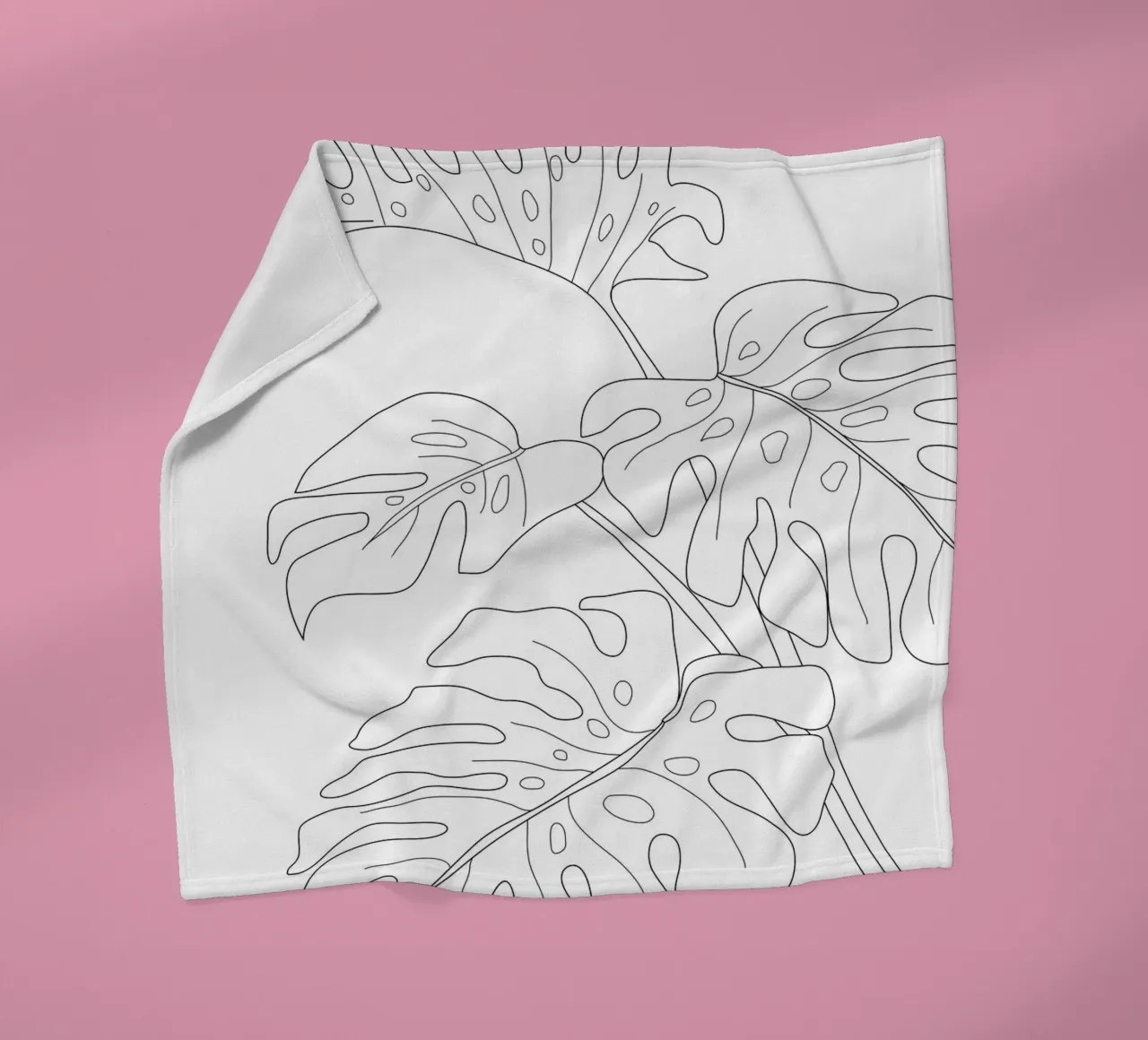 Minimal Line Art Monstera Leaves coperta in pile da Nadjaa
