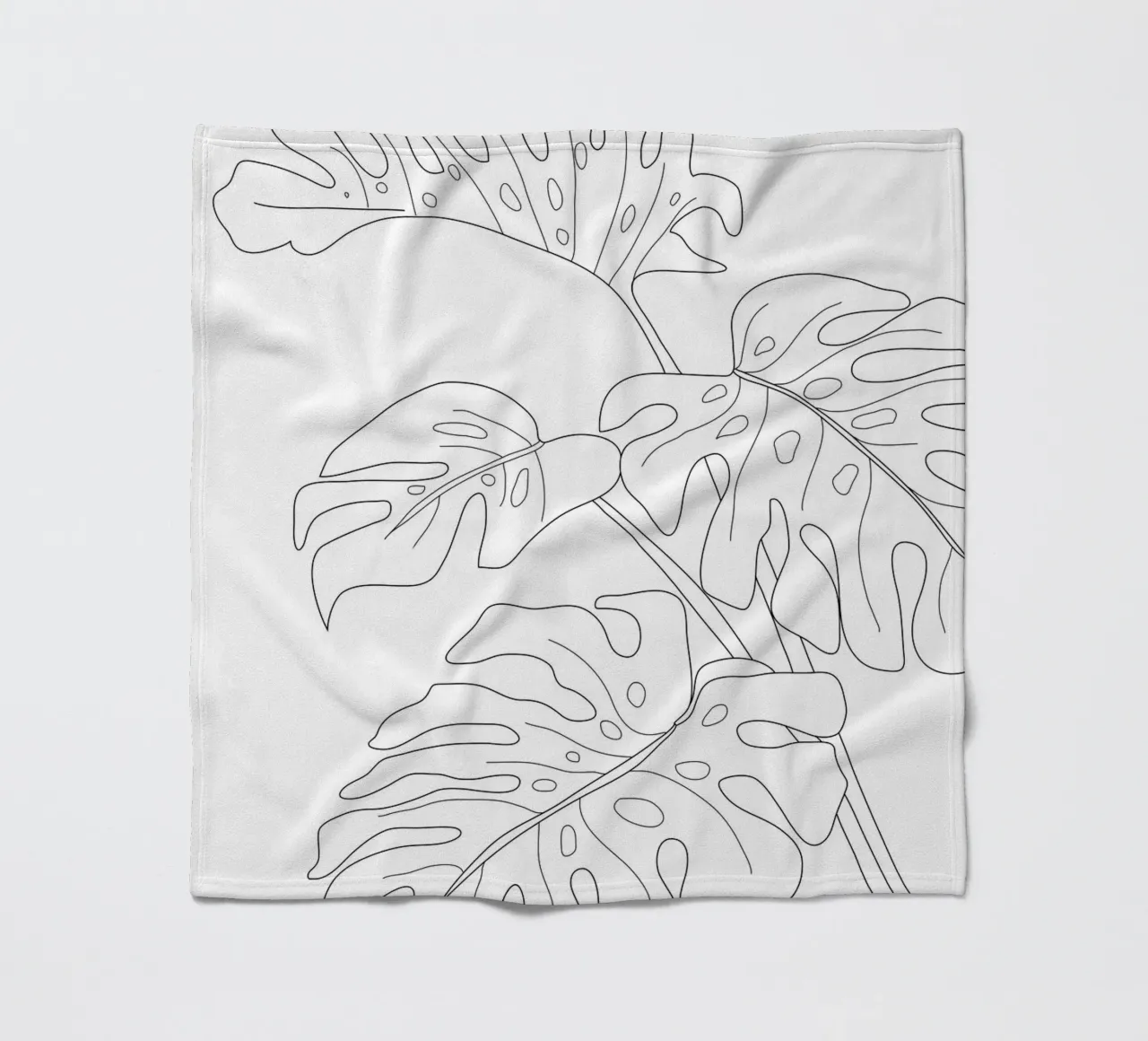 Minimal Line Art Monstera Leaves coperta in pile da Nadjaa