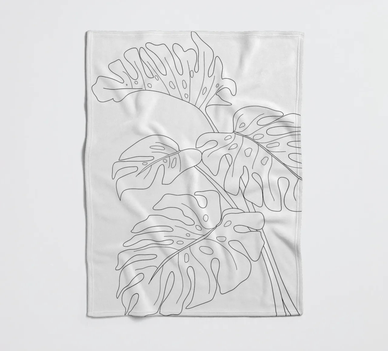 Minimal Line Art Monstera Leaves coperta in pile da Nadjaa