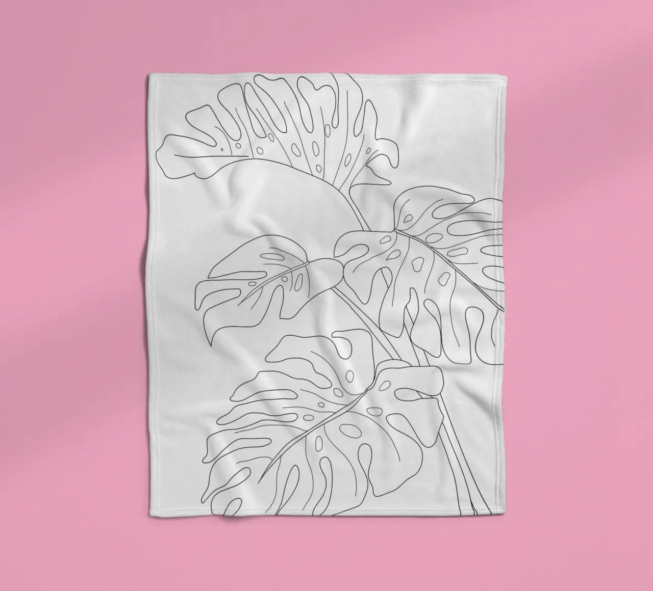 Minimal Line Art Monstera Leaves coperta in pile da Nadjaa