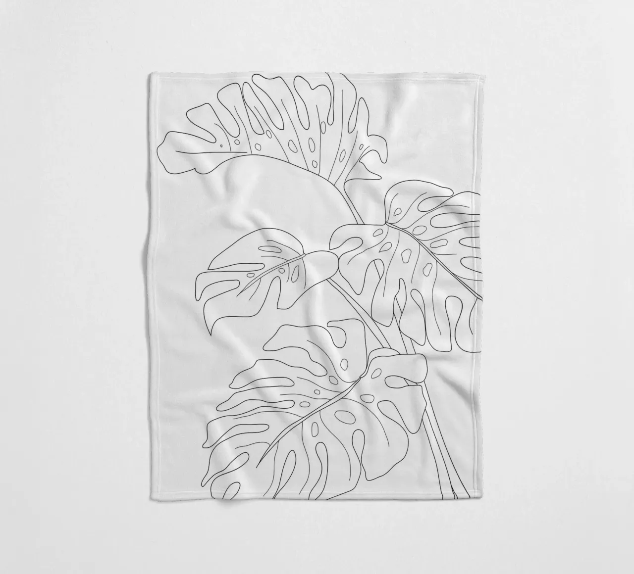 Minimal Line Art Monstera Leaves coperta in pile da Nadjaa