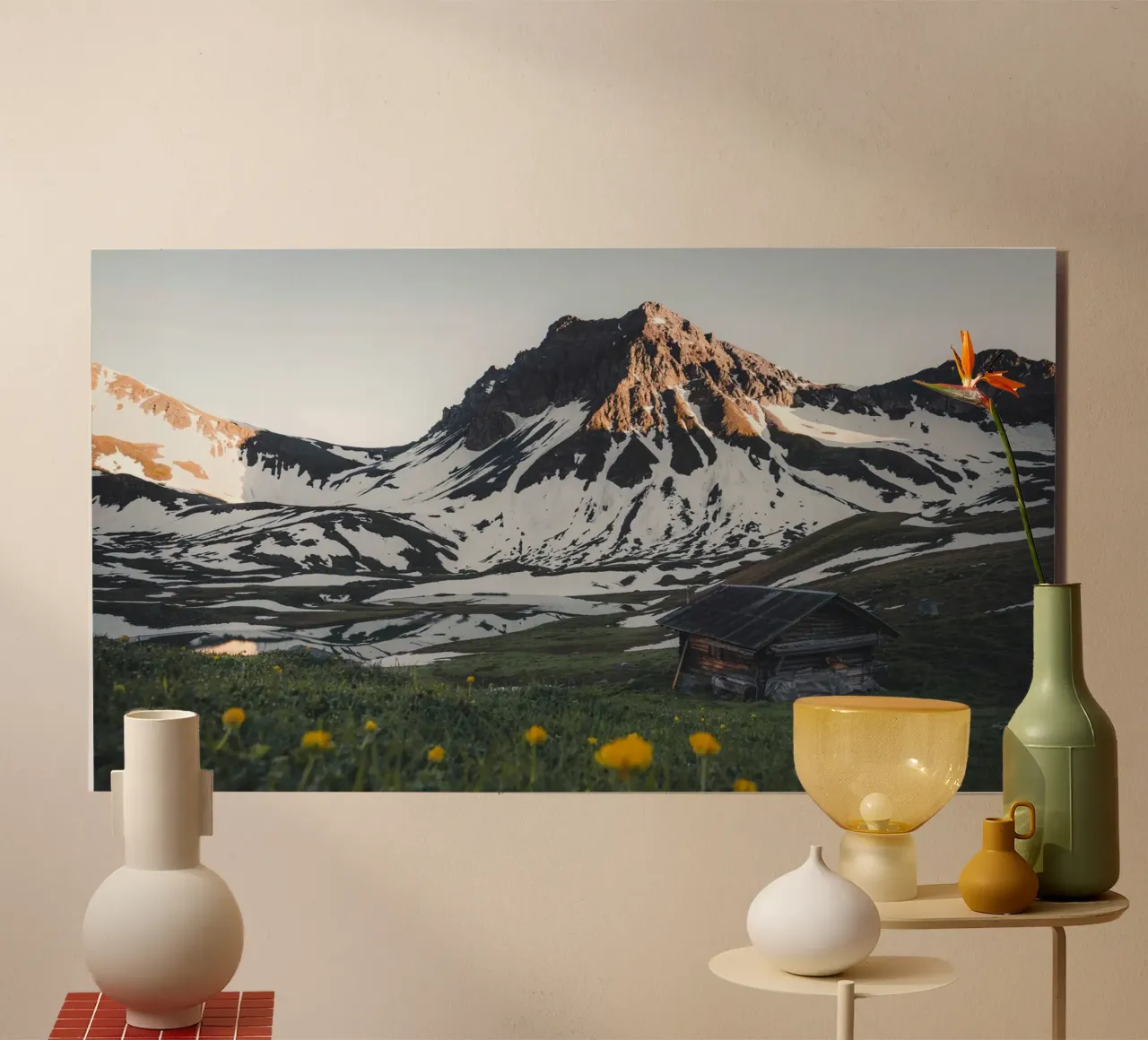 white mountain on field alluminio dibond da comura