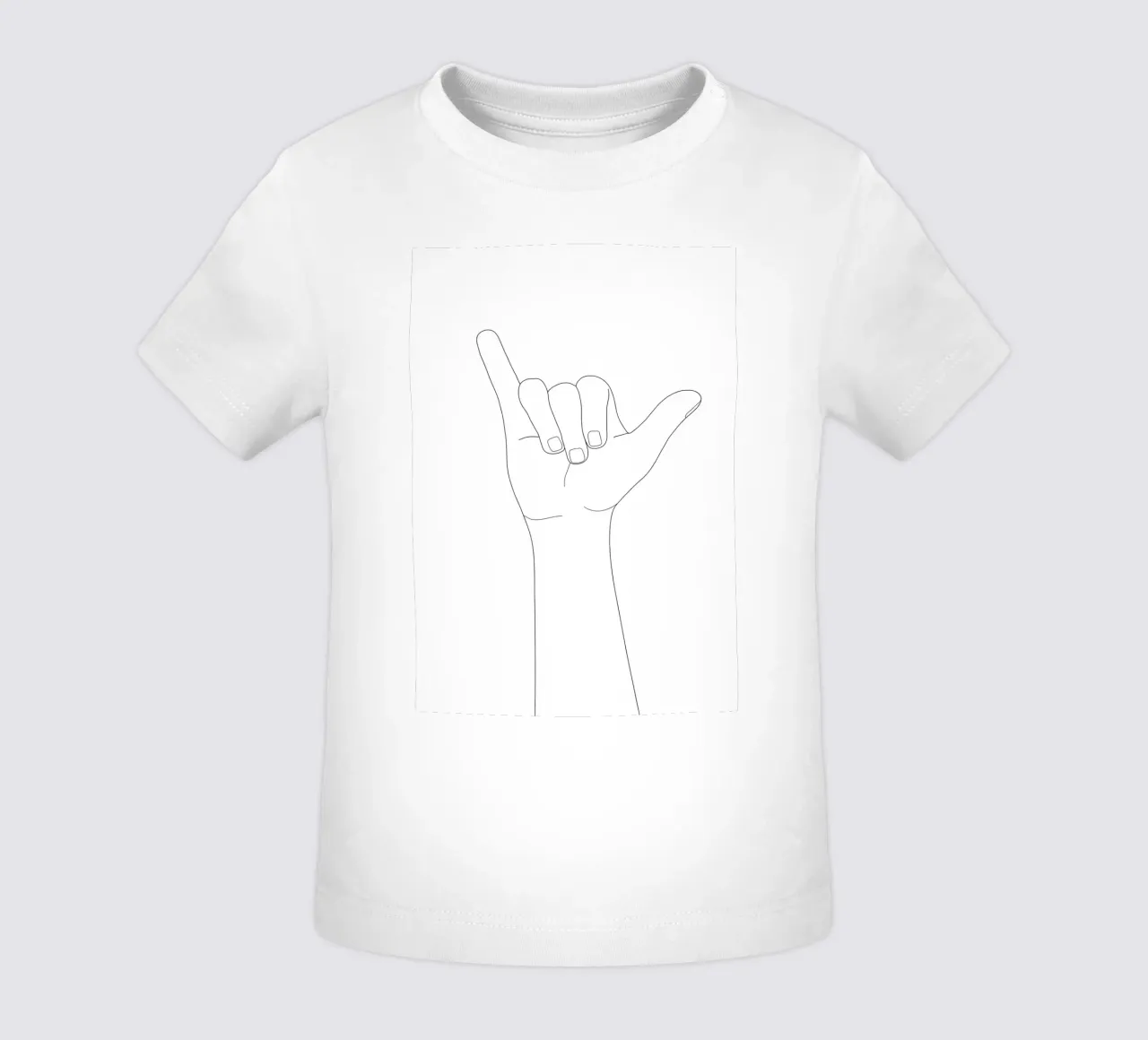 Minimal Line Art Shaka Hand Gesture maglietta neonato da Nadjaa