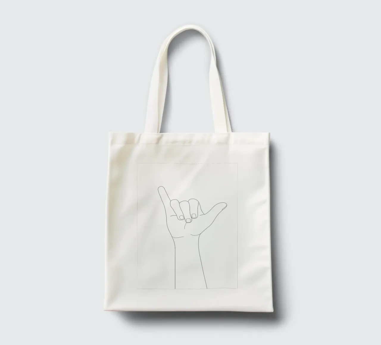 Minimal Line Art Shaka Hand Gesture borsa in juta da Nadjaa