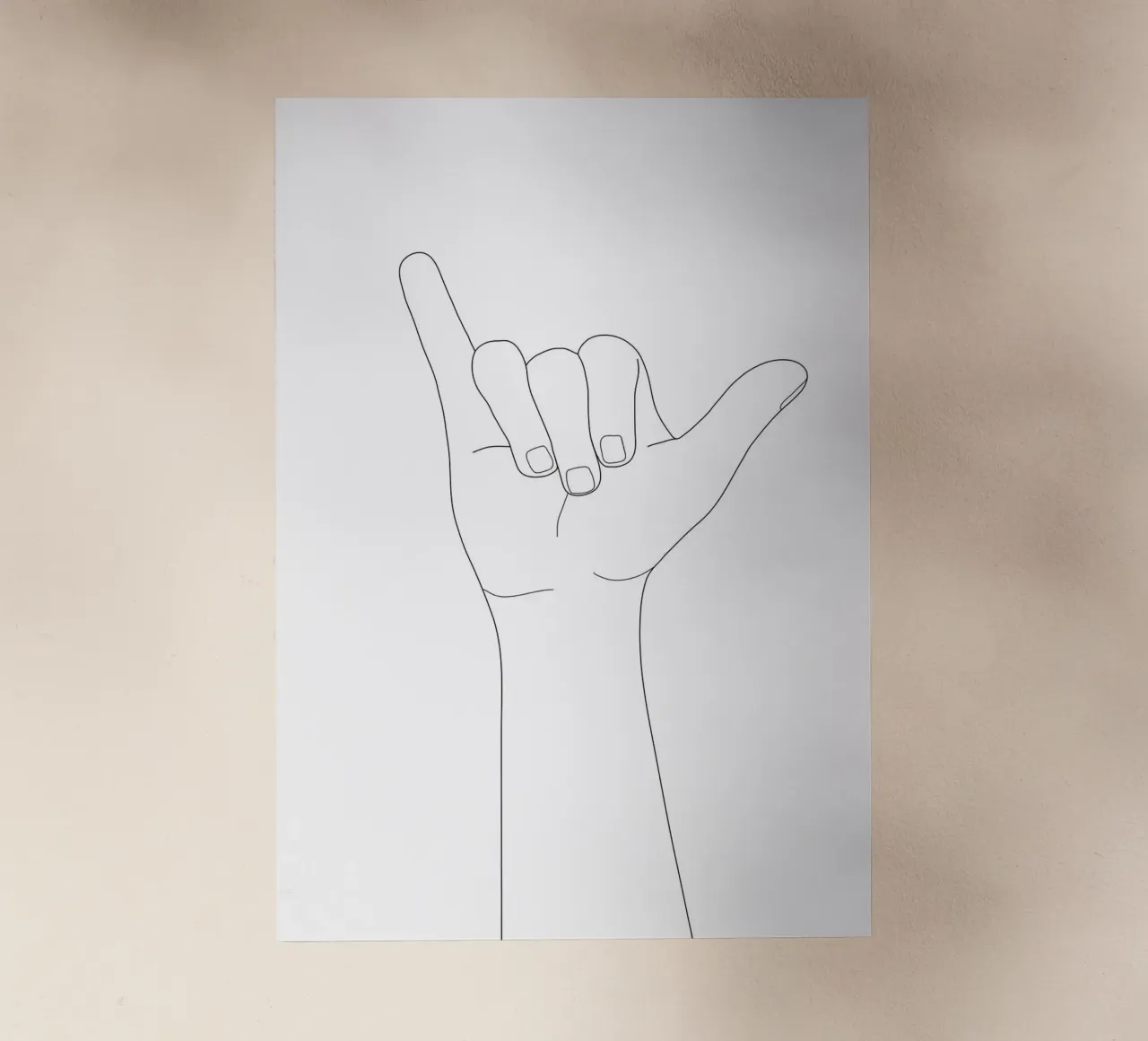 Minimal Line Art Shaka Hand Gesture pellicola backlit da Nadjaa
