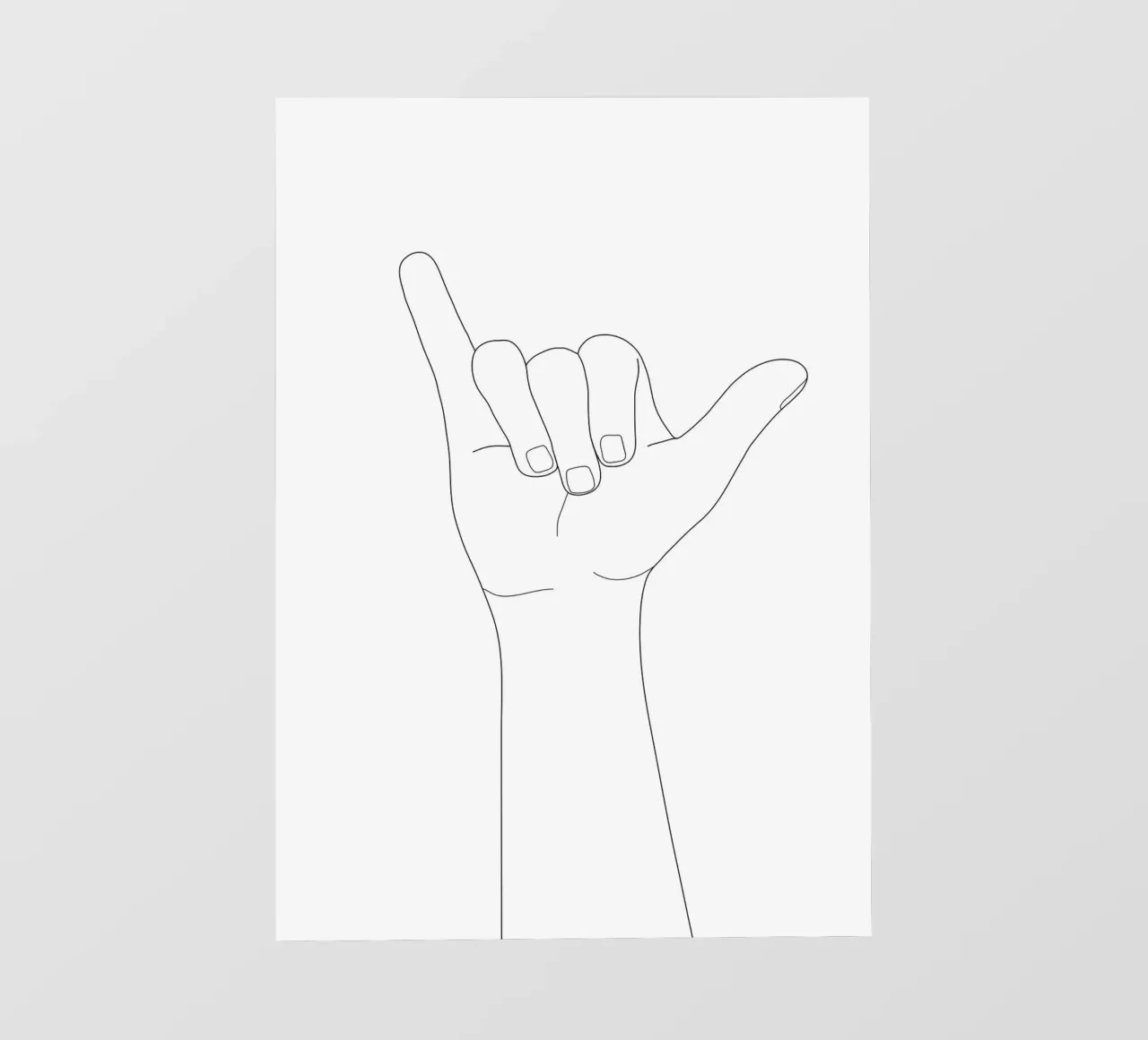 Minimal Line Art Shaka Hand Gesture pellicola backlit da Nadjaa