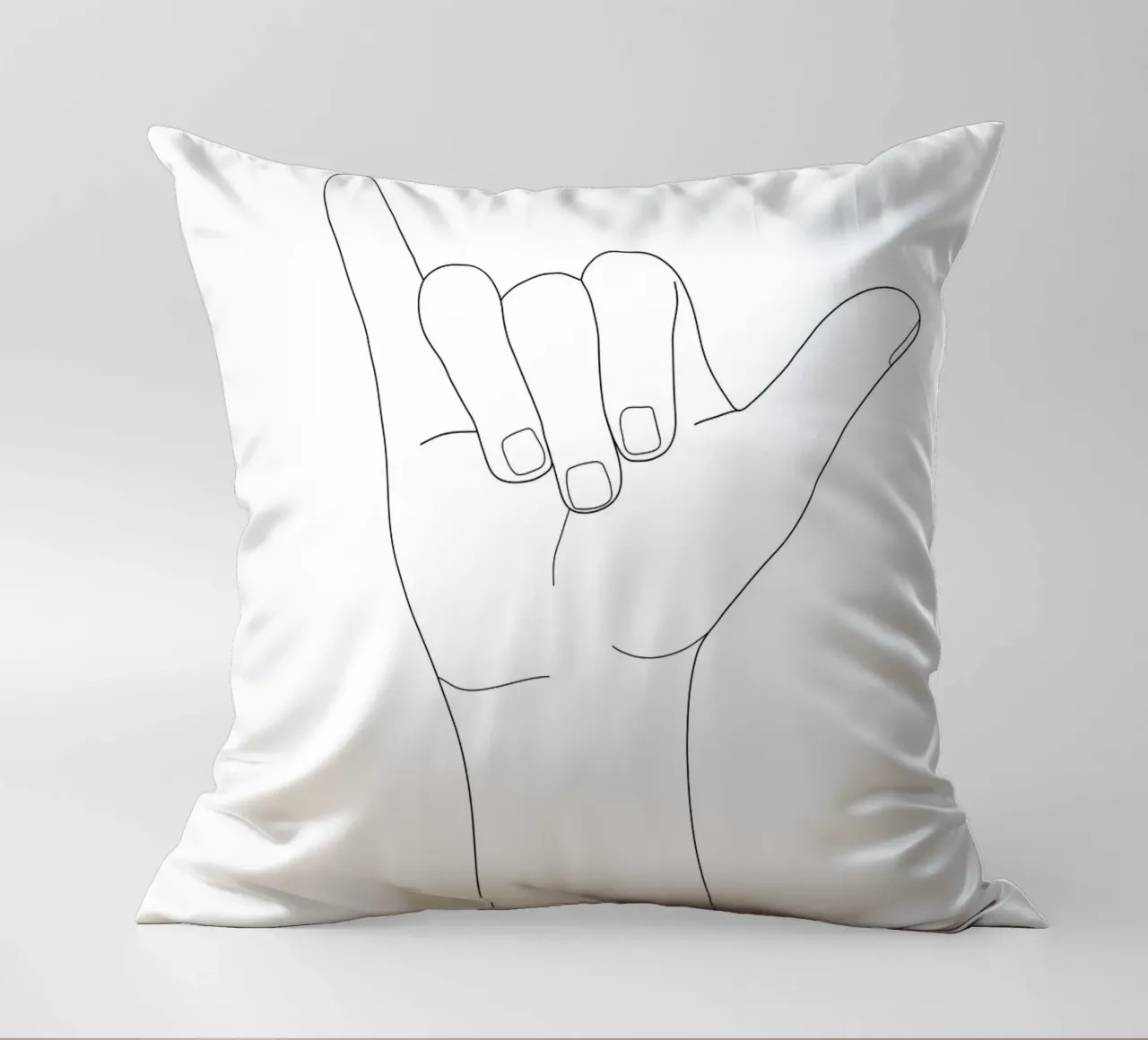 Minimal Line Art Shaka Hand Gesture cuscino da Nadjaa