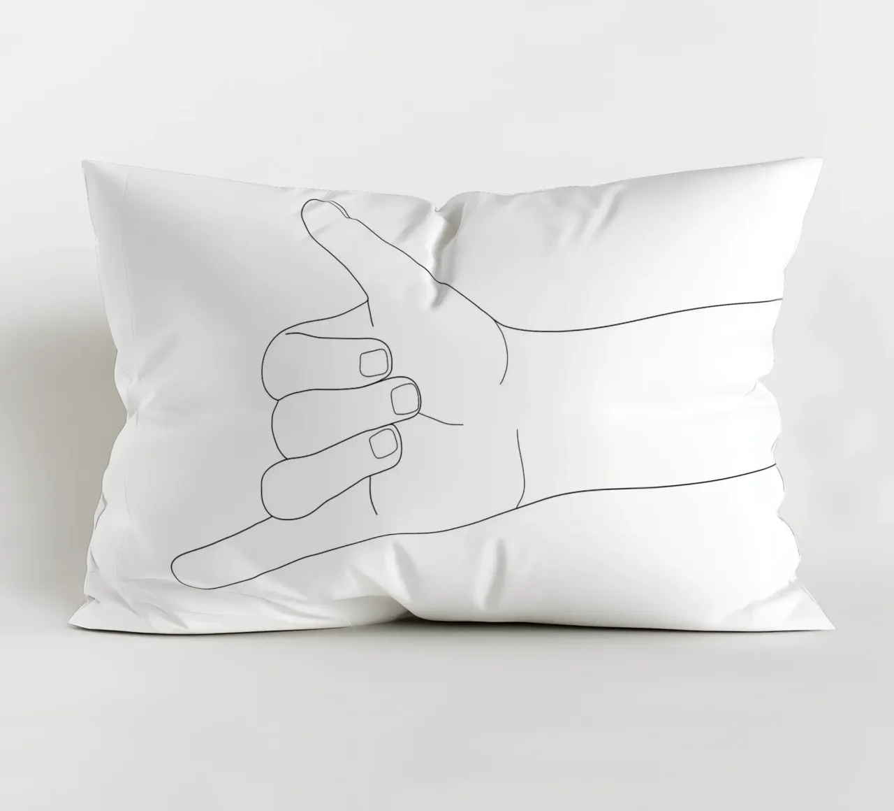 Minimal Line Art Shaka Hand Gesture cuscino da Nadjaa