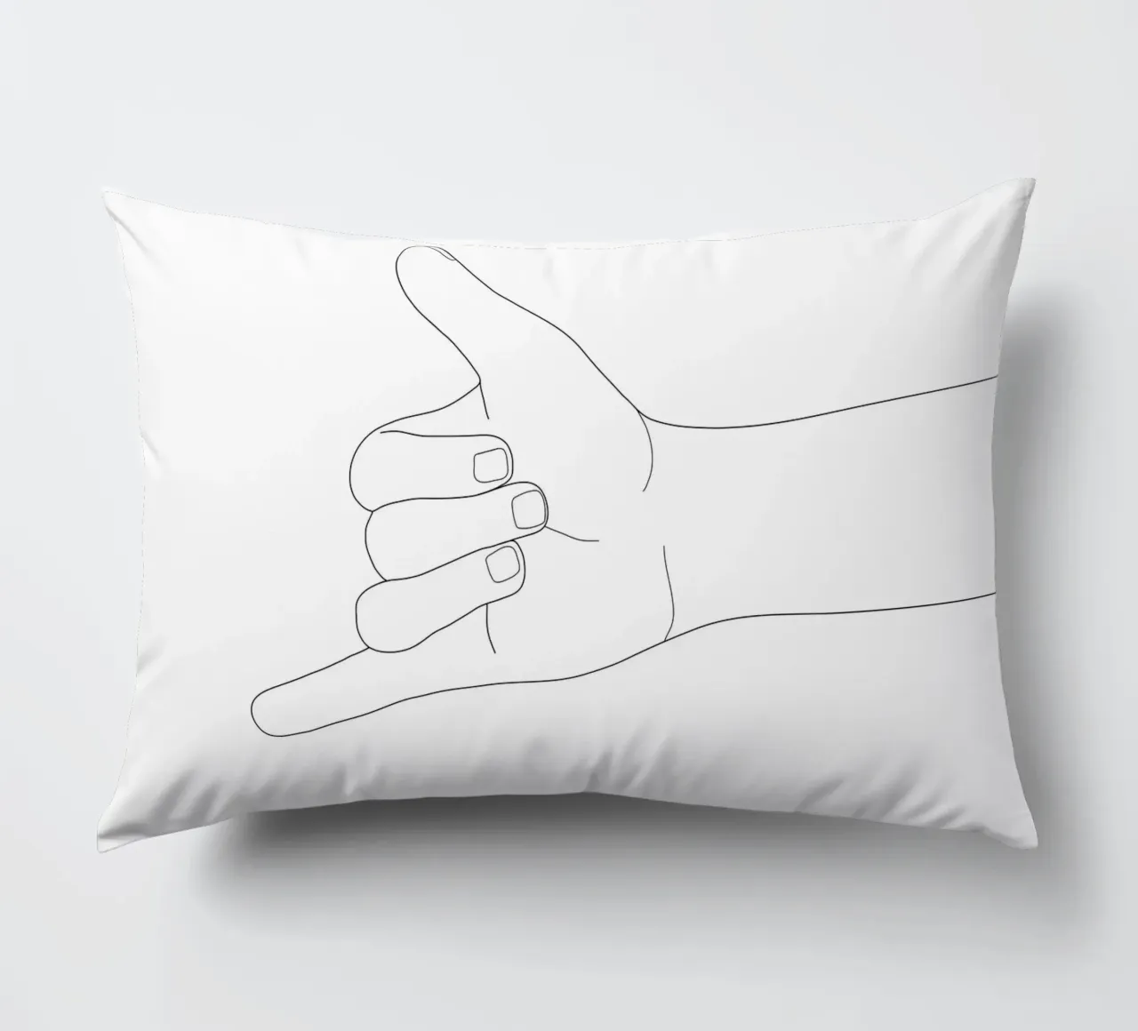 Minimal Line Art Shaka Hand Gesture cuscino da Nadjaa