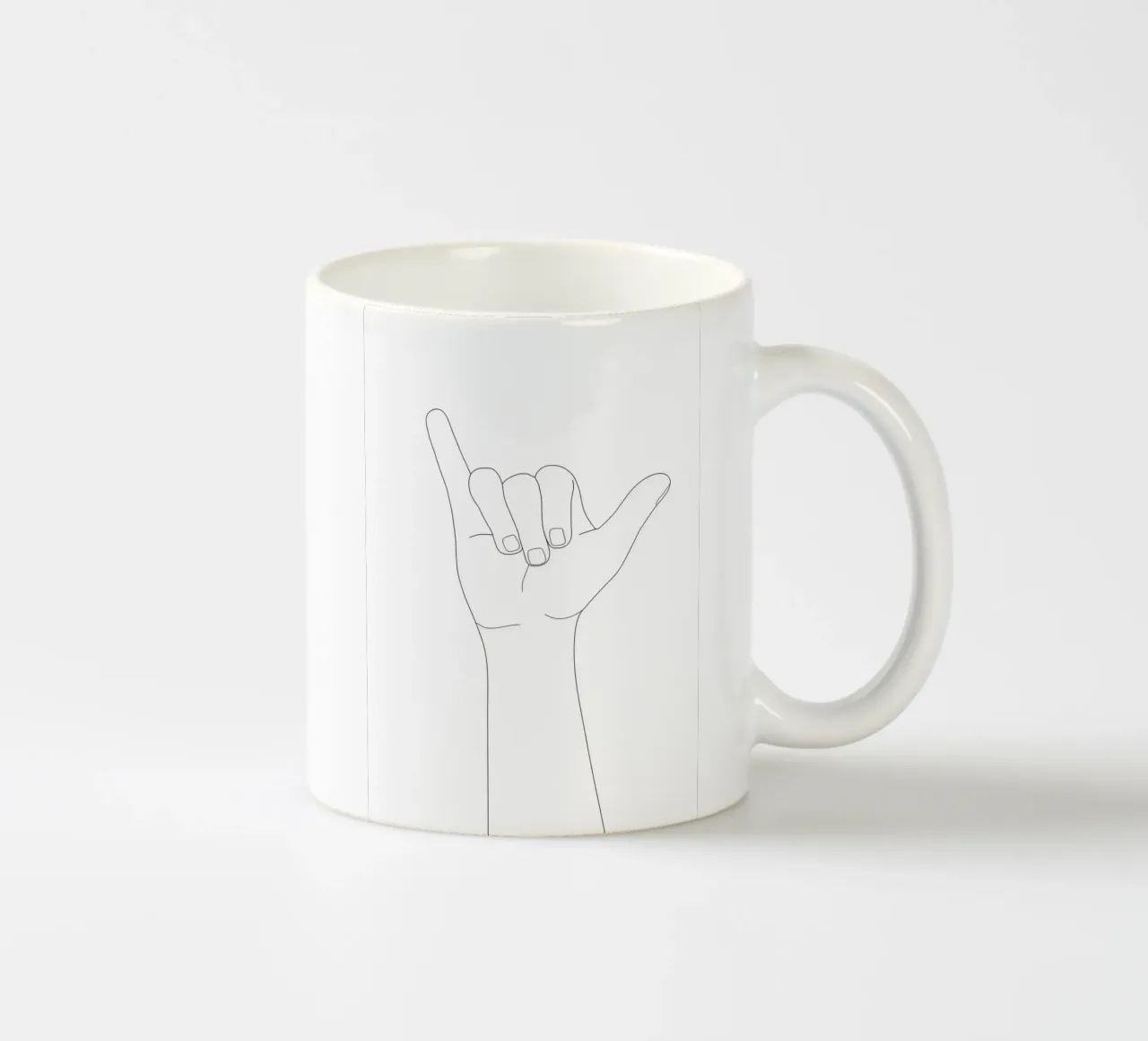 Minimal Line Art Shaka Hand Gesture tazza in ceramica da Nadjaa