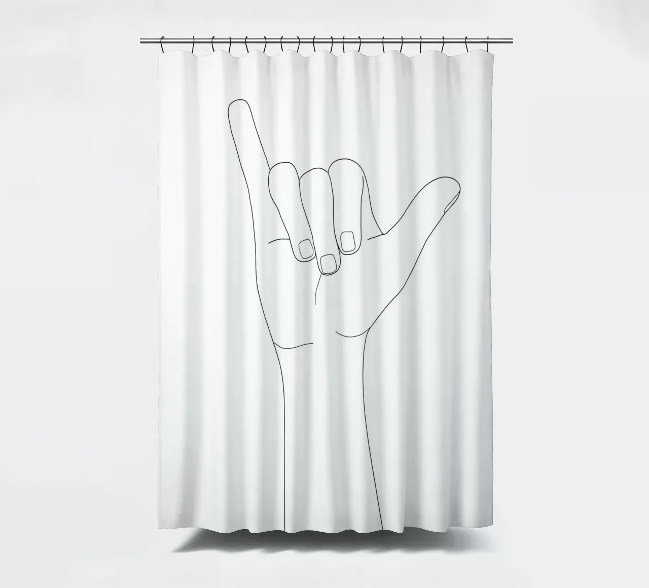 Minimal Line Art Shaka Hand Gesture tenda da doccia da Nadjaa