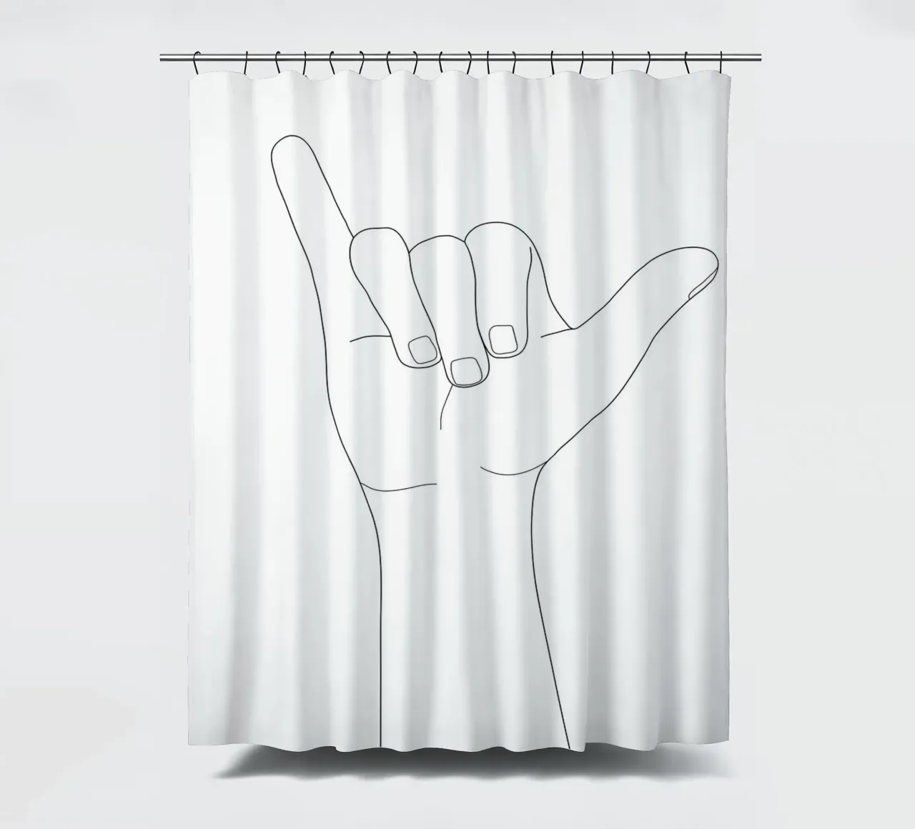 Minimal Line Art Shaka Hand Gesture tenda da doccia da Nadjaa