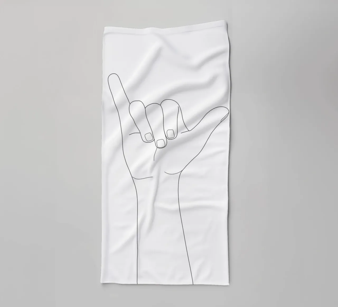 Minimal Line Art Shaka Hand Gesture asciugamano da bagno da Nadjaa