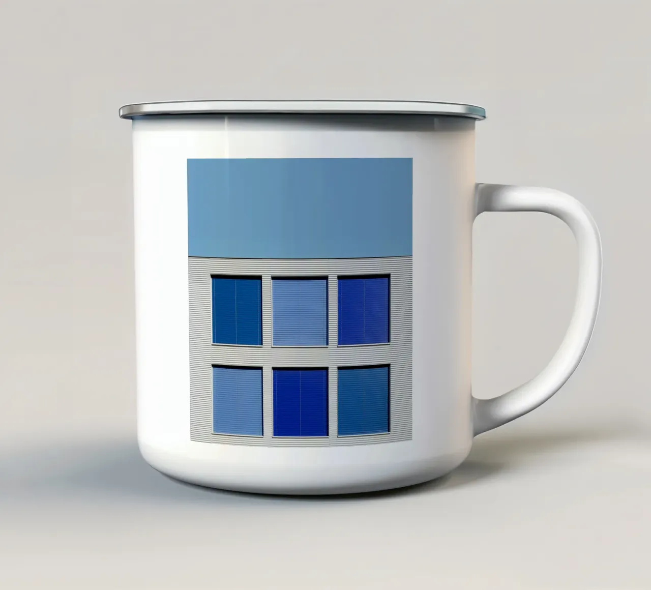 gradient square on building emaille mok van comura