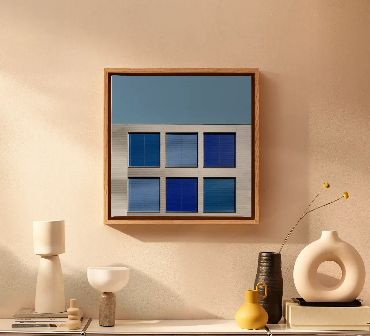 gradient square on building canvas van comura