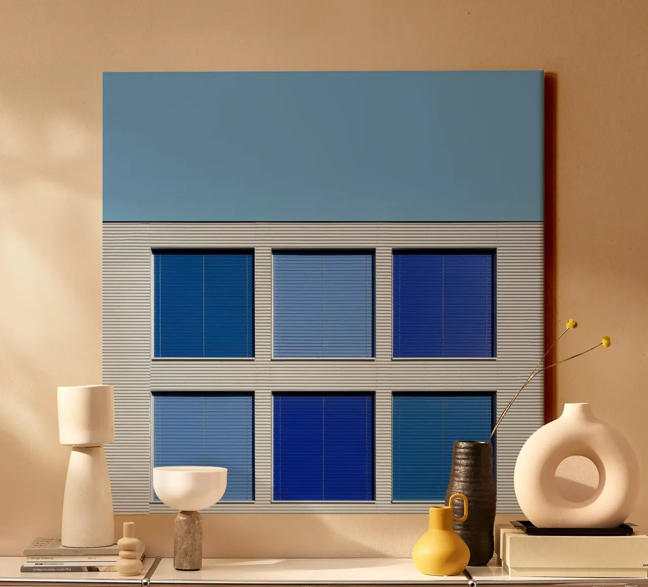 gradient square on building canvas van comura
