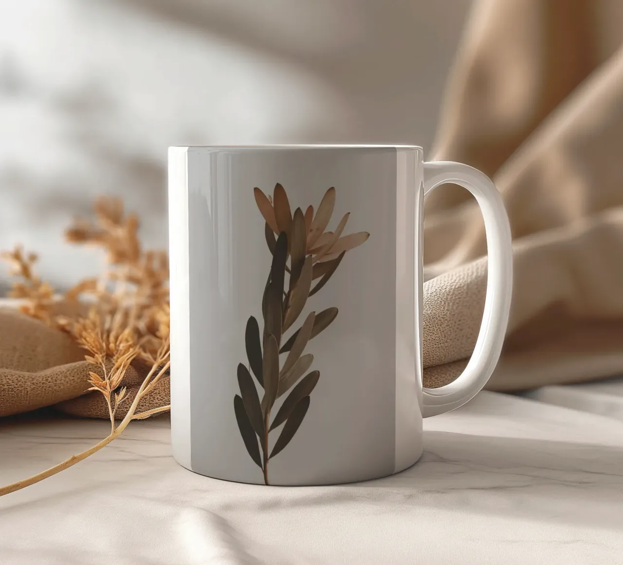 leaf on branch tazza in ceramica da comura