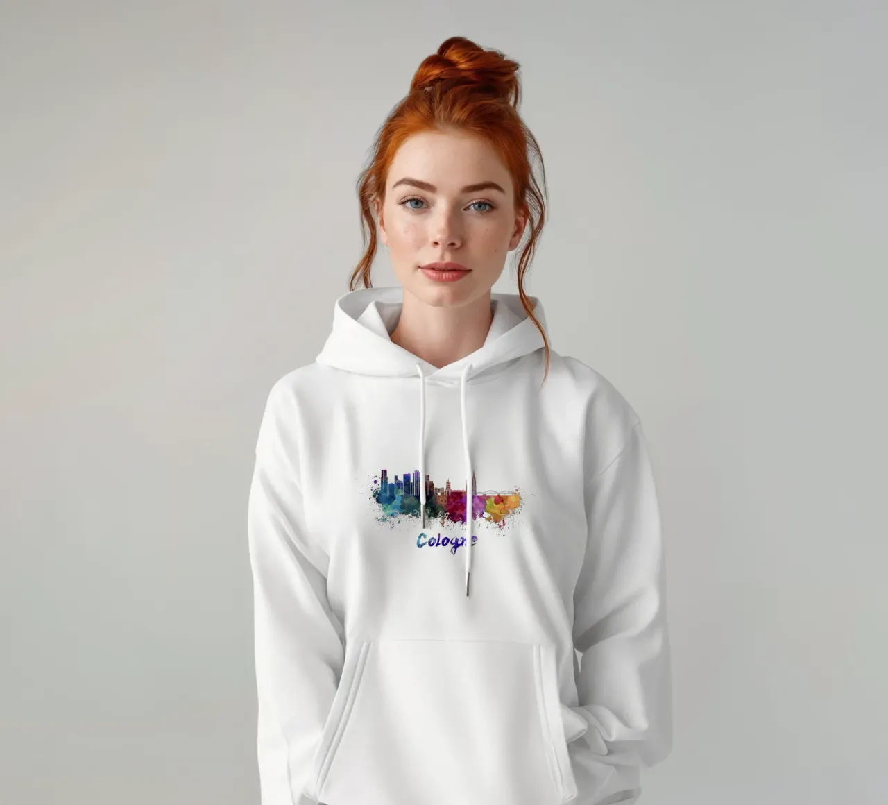 Lo skyline di Colonia in acquerello felpa con cappuccio da 🎁 ARTVI-SHOP