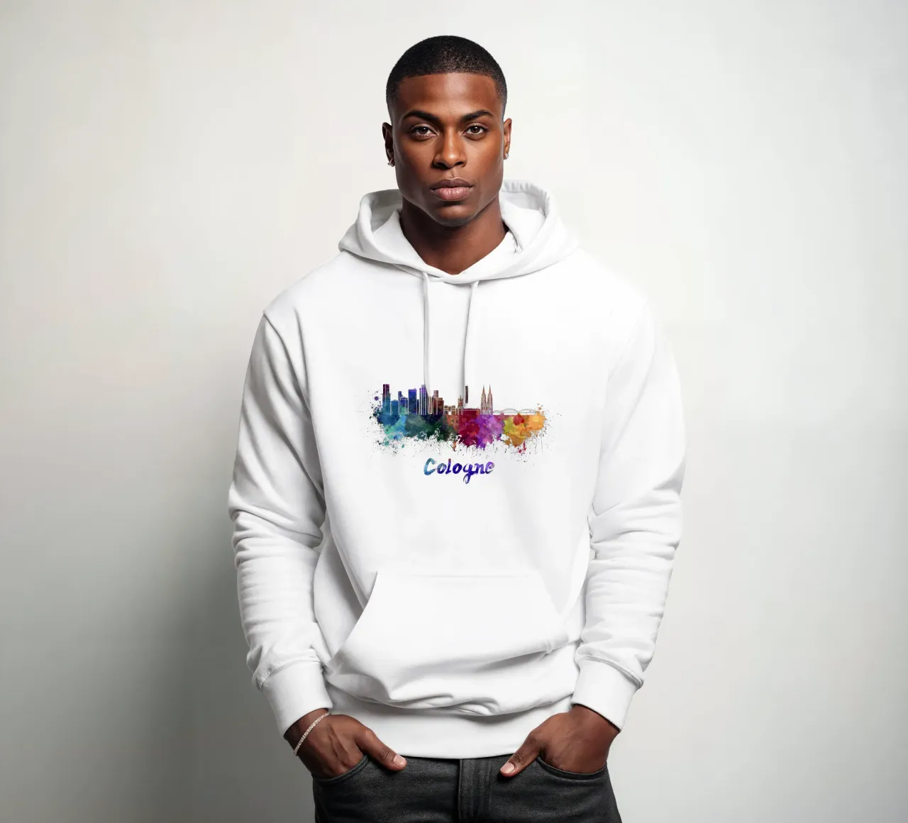 Lo skyline di Colonia in acquerello felpa con cappuccio da 🎁 ARTVI-SHOP