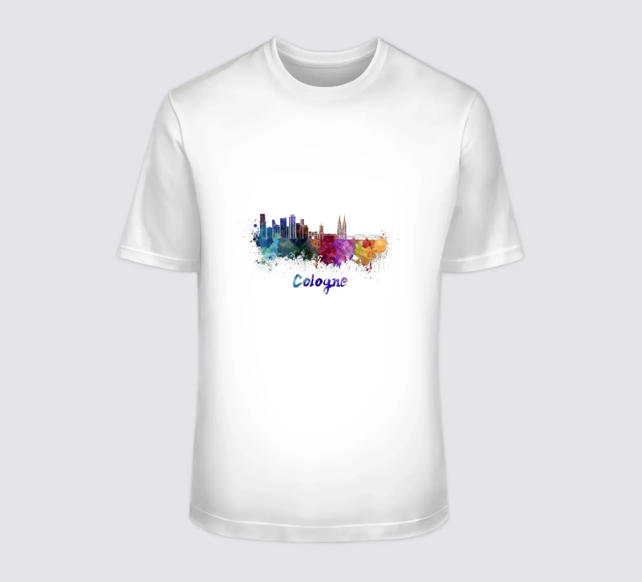 Lo skyline di Colonia in acquerello t-shirt da 🎁 ARTVI-SHOP