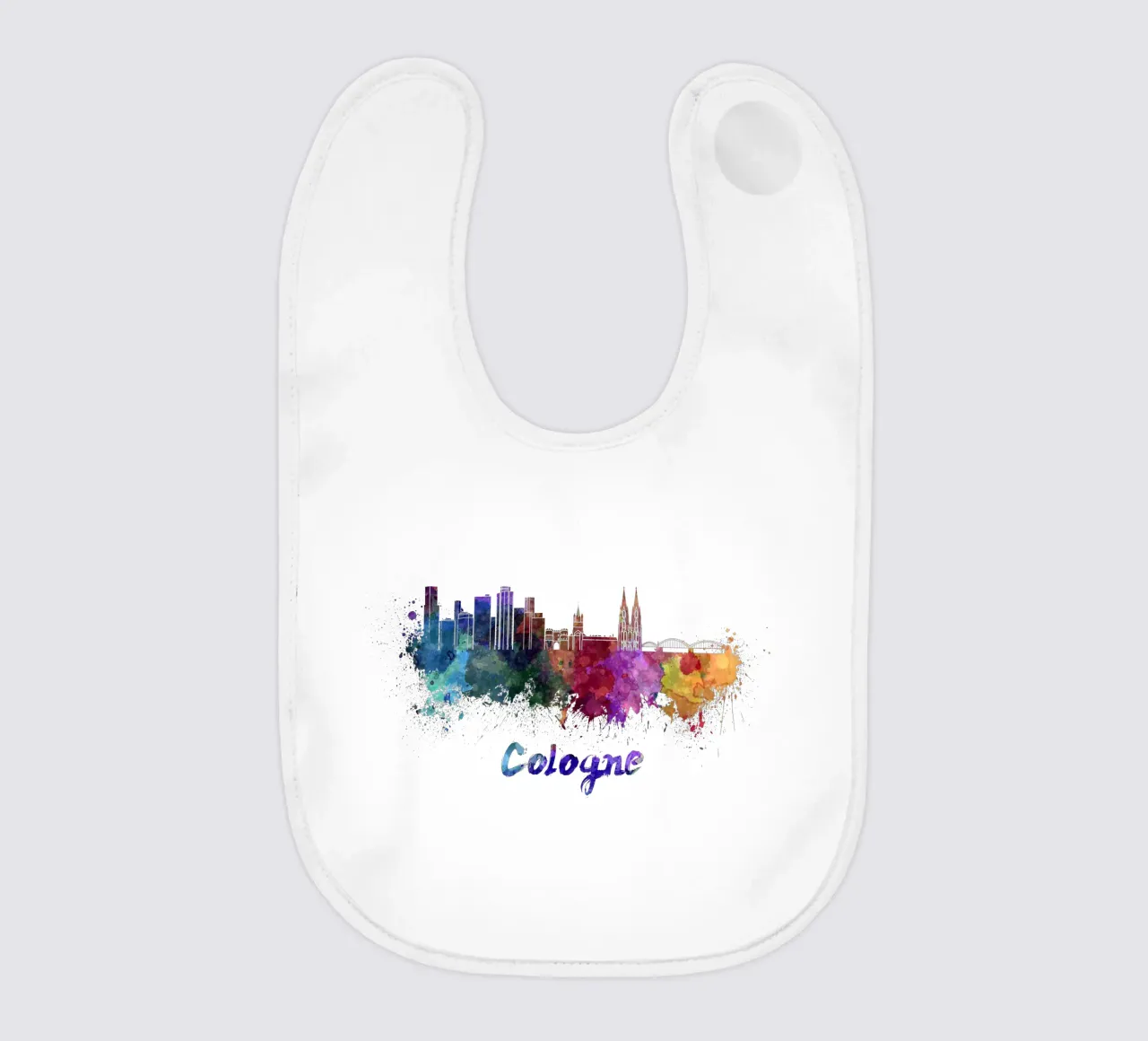 Lo skyline di Colonia in acquerello bavaglino da 🎁 ARTVI-SHOP