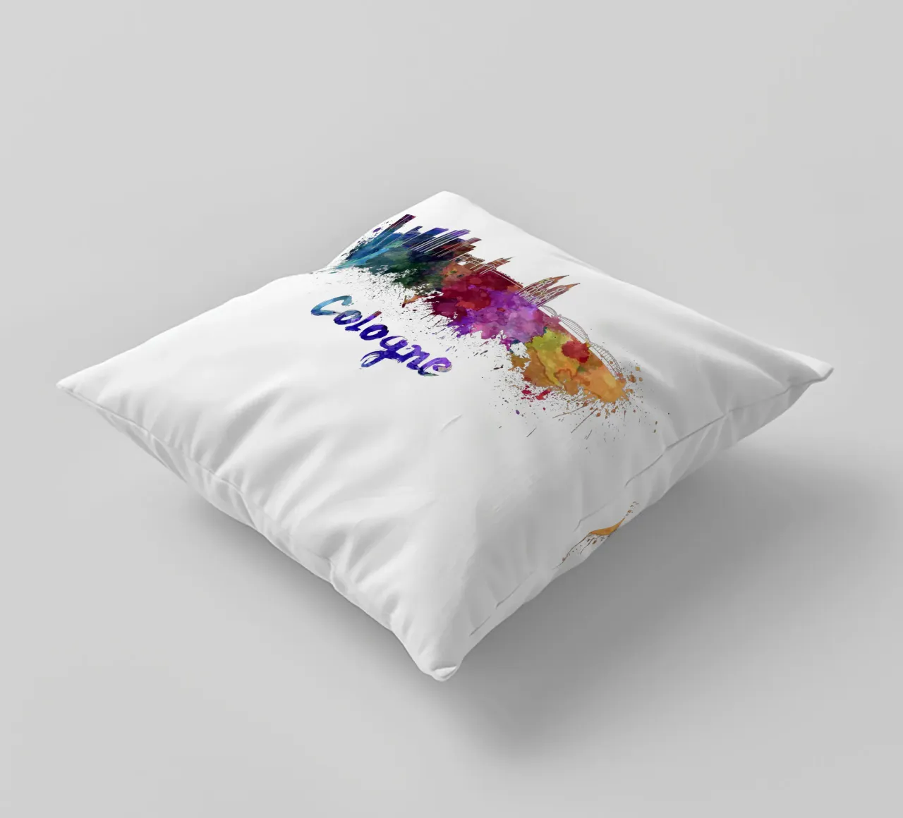 Lo skyline di Colonia in acquerello cuscino da 🎁 ARTVI-SHOP