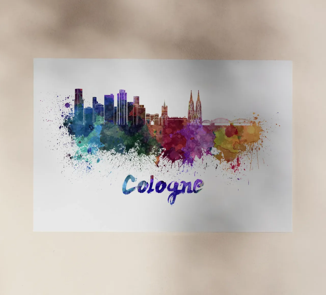 Lo skyline di Colonia in acquerello pellicola backlit da 🎁 ARTVI-SHOP