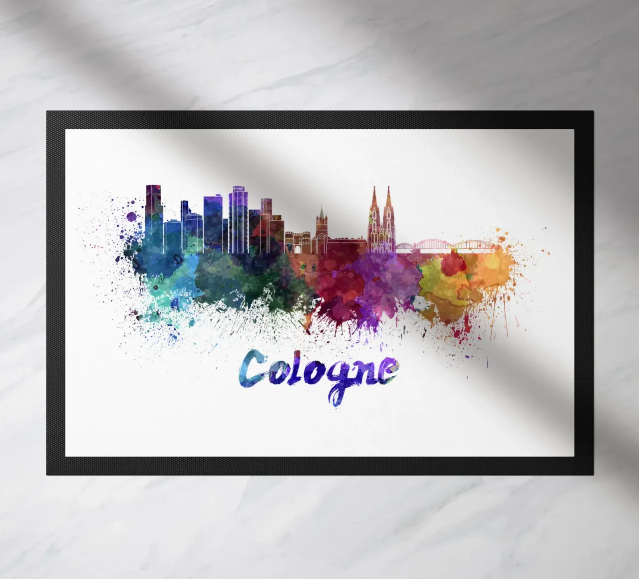 Lo skyline di Colonia in acquerello zerbino da 🎁 ARTVI-SHOP