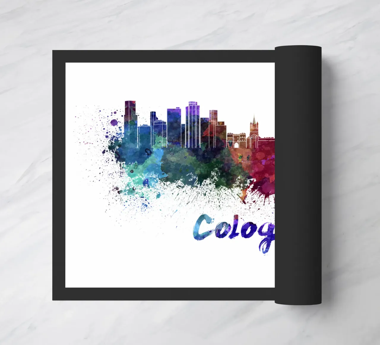 Lo skyline di Colonia in acquerello zerbino da 🎁 ARTVI-SHOP