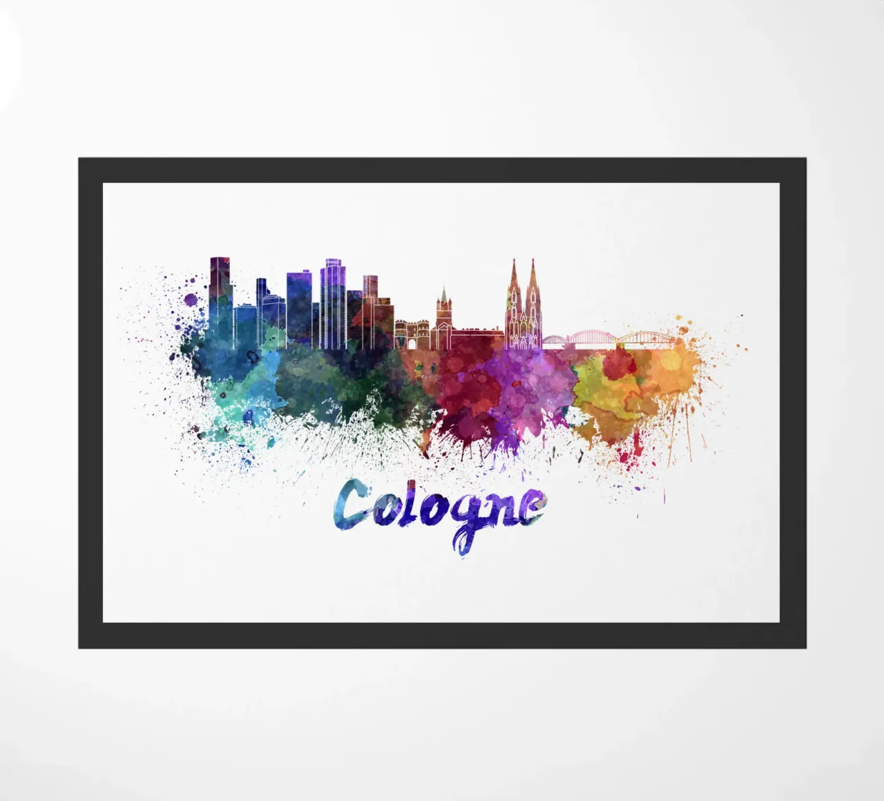Lo skyline di Colonia in acquerello zerbino da 🎁 ARTVI-SHOP