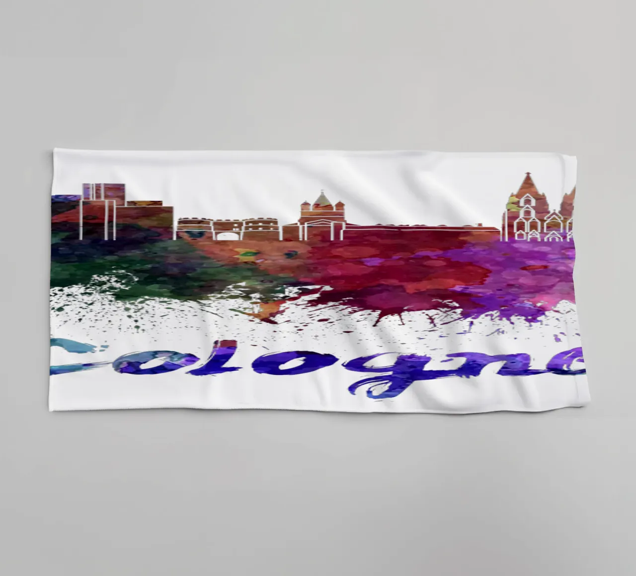 Lo skyline di Colonia in acquerello asciugamano da bagno da 🎁 ARTVI-SHOP
