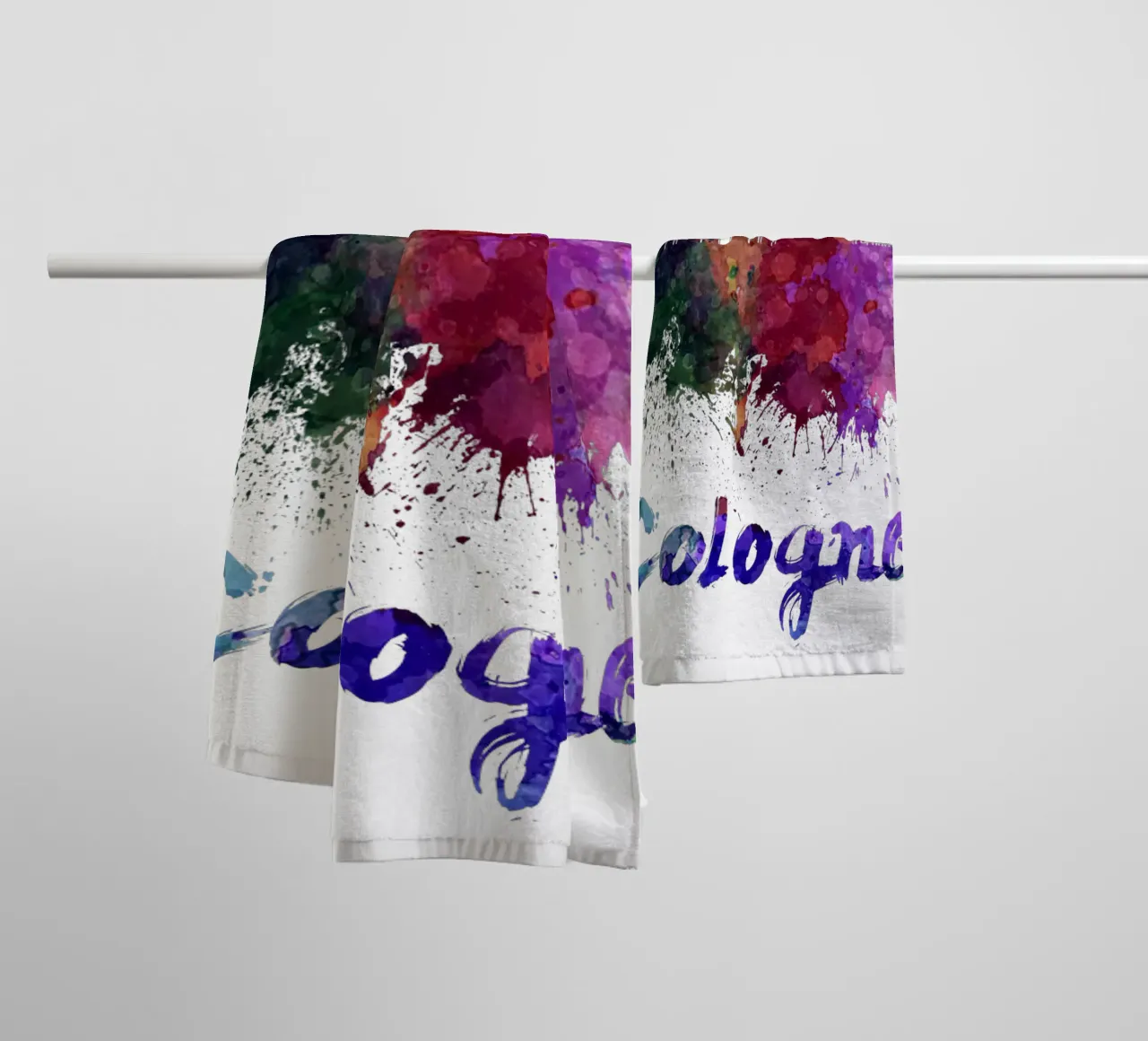 Lo skyline di Colonia in acquerello asciugamano da bagno da 🎁 ARTVI-SHOP