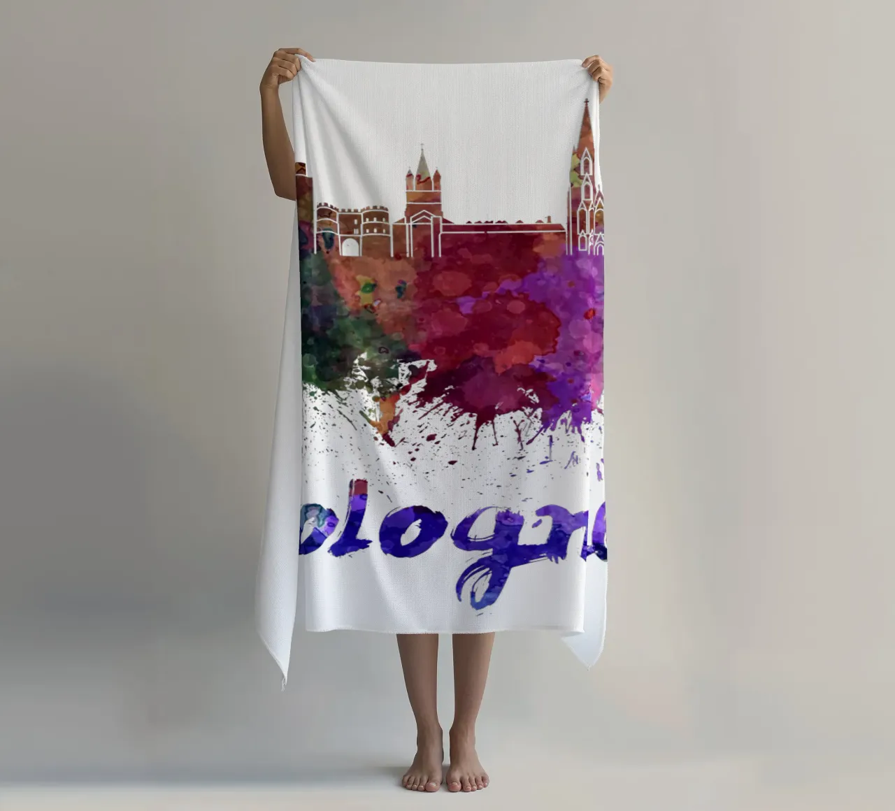Lo skyline di Colonia in acquerello telo mare da 🎁 ARTVI-SHOP
