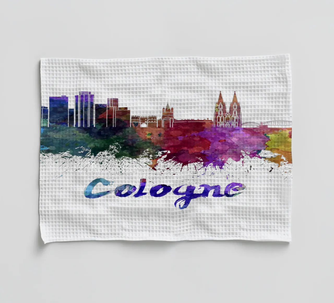 Lo skyline di Colonia in acquerello canovaccio da cucina da 🎁 ARTVI-SHOP