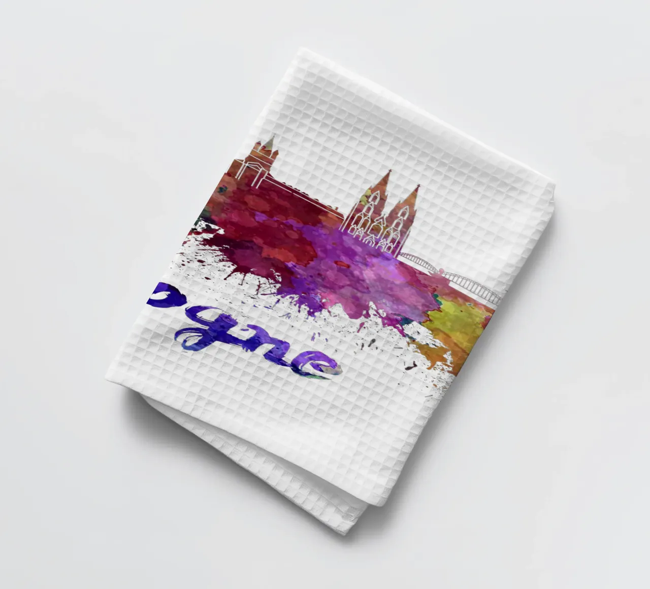 Lo skyline di Colonia in acquerello canovaccio da cucina da 🎁 ARTVI-SHOP