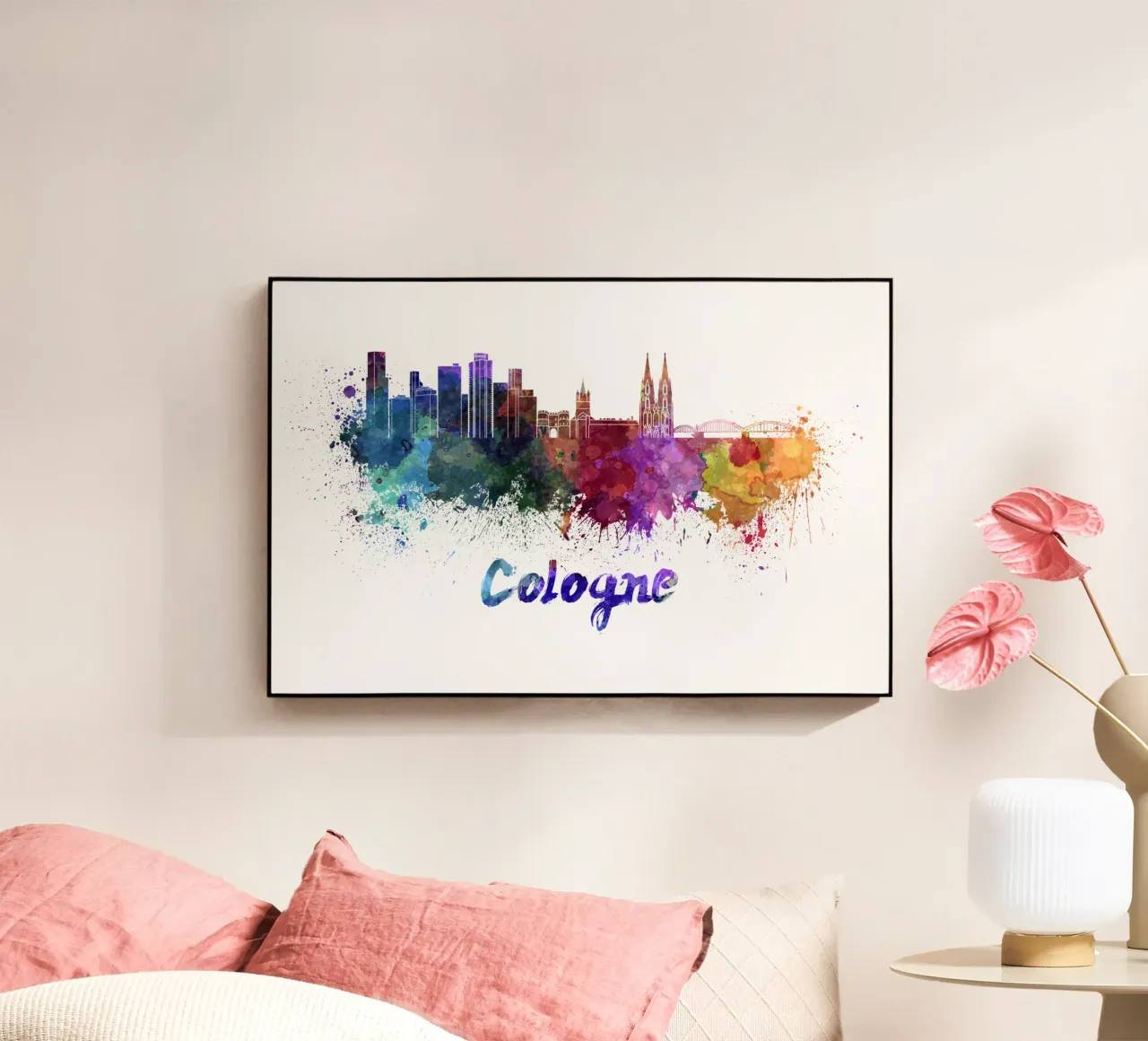 Lo skyline di Colonia in acquerello plexiglass da 🎁 NOBELART