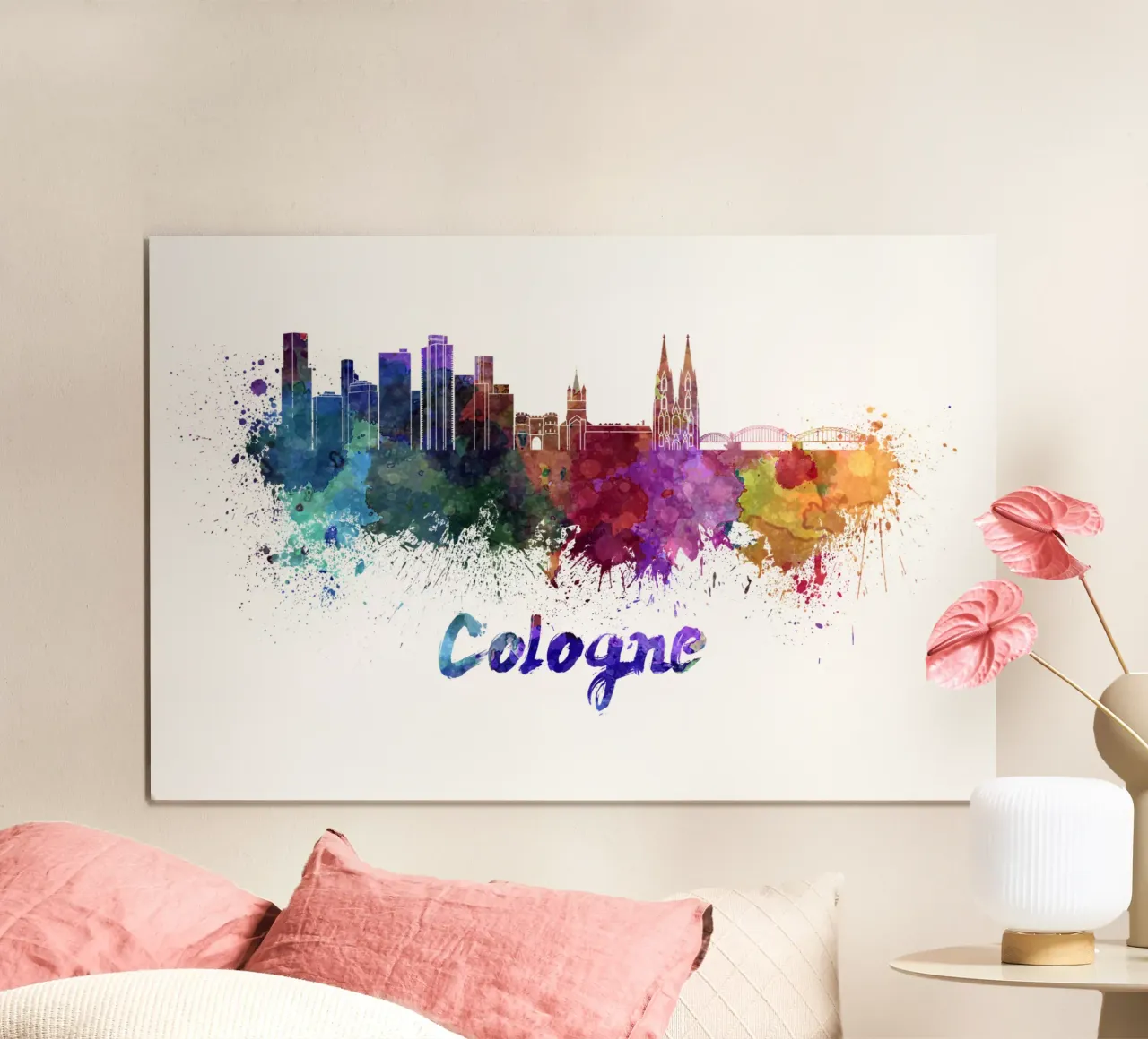Lo skyline di Colonia in acquerello carta hahnemühle da 🎁 ARTVI-SHOP